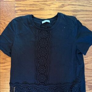 Sandro' Black Lace-Trim Tee - Brand Unspecified